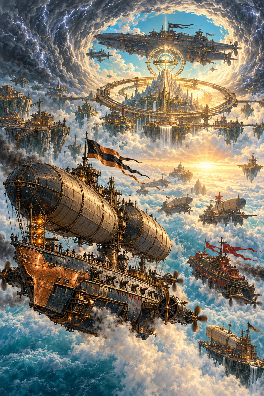 The Last Free Horizon • original painted steampunk cover